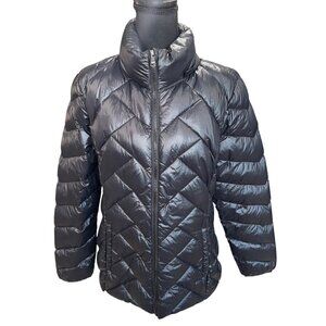 London Fog Black Light Weight Packable Down Puffer Jacket L Travel Outdoors